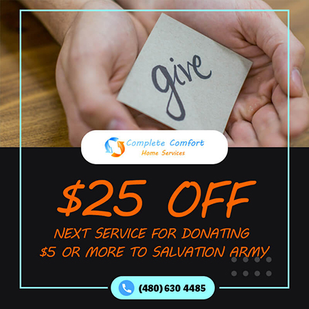 25% off next service for  donating $5 or more to salvation army